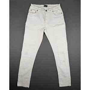 BoohooMAN White Distressed Patchwork Skinny Jeans Mens 28x32 (Tag 34R)